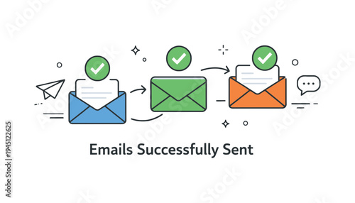 Email icon vector illustration of successfully sent emails campaign