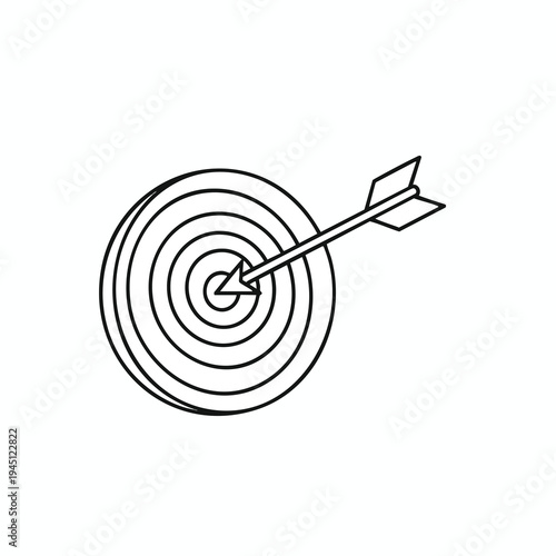 A minimalist line drawing of a target with an arrow in the bullseye