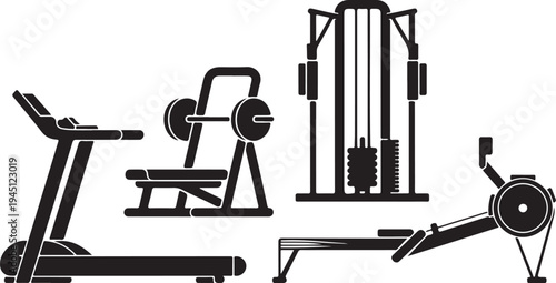 Black and white gym equipment fitness exercise workout