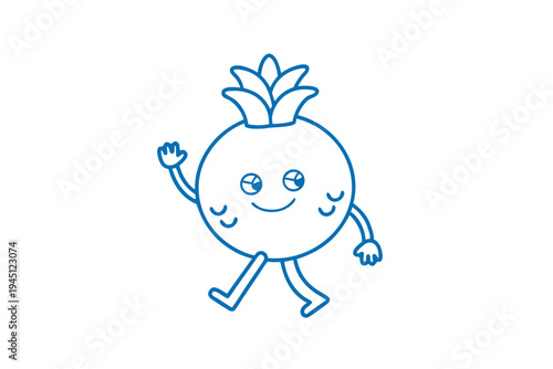 Playful Cartoon Hala Fruit Illustration. Bold Line Art of a Healthy Tropical Pandanus Fruit.