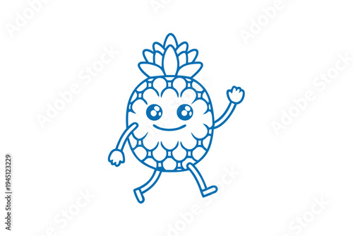 Dynamic Hala Fruit Outline Art. Engaging Cartoon Line Illustration for Modern Healthy Food.