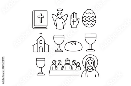 Religious icons representing christianity easter and worship symbols