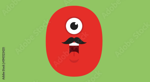 Fun Red Cyclops Character With Mustache