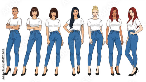 A Diverse Showcase of Modern Denim Style.eps