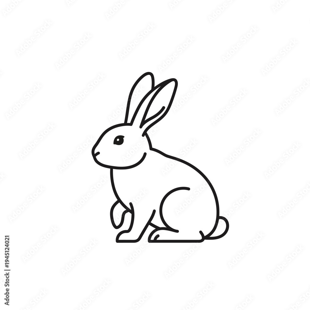 Fototapeta premium A simple line drawing of a rabbit sitting on a plain background