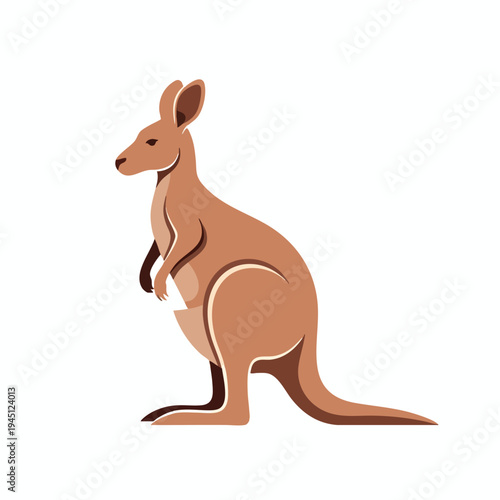 Stylized illustration of a brown kangaroo standing profile
