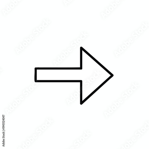 Simple black outline of a right-pointing arrow on a white background Free Download Simple black outline of a right-pointing arrow on a white background - GFXLoad