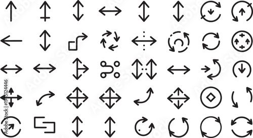 Arrows and direction black white background isolated