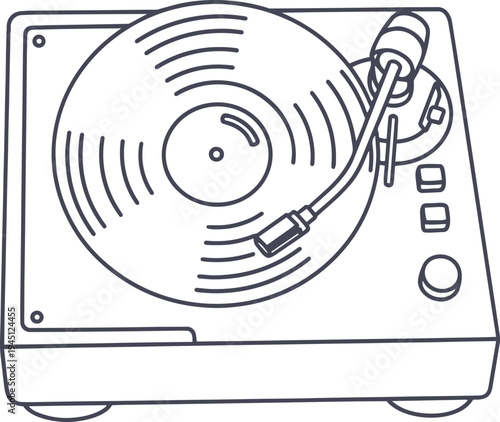 Line Art Illustration of a Record Player