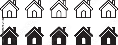 Black and white house on white background home symbol