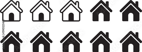 Black house with white outline on white background home symbol