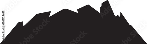 Black mountain silhouette on white background landscape
