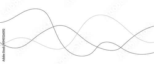 Thin line wavy abstract vector background. Curve wave pattern, curvy long squiggles line. Thin curved wavy lines. Line art striped graphic template. Vector illustration