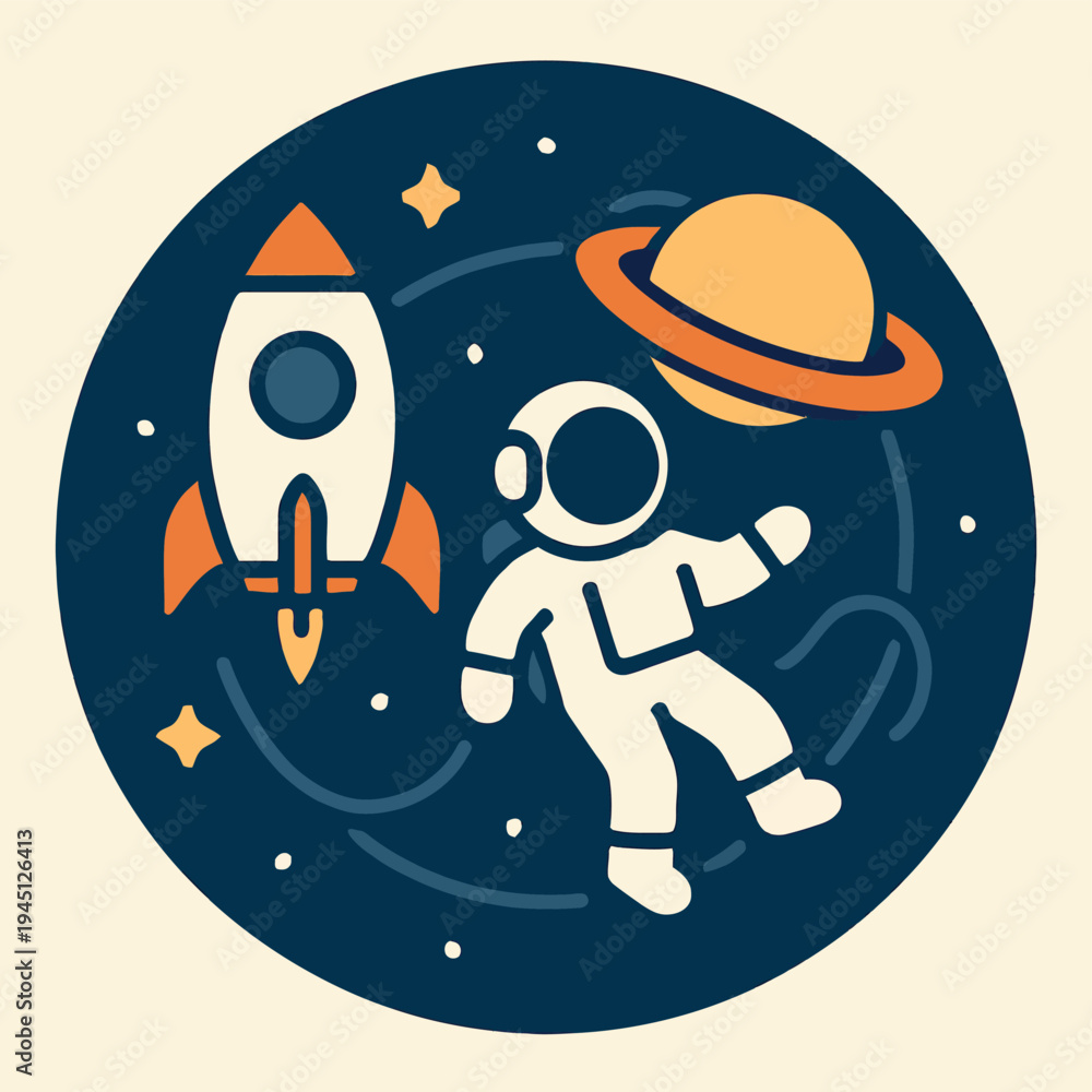 Fototapeta premium Astronaut Floating in Space Exploration Concept Illustration