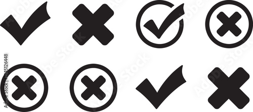 Checkmark and X in various styles check marks tick ticks