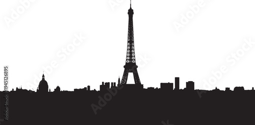 Eiffel Tower silhouette city skyline paris