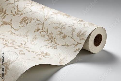 Elegant Textured Wallpaper Roll With Gold Floral Pattern Neutral Background