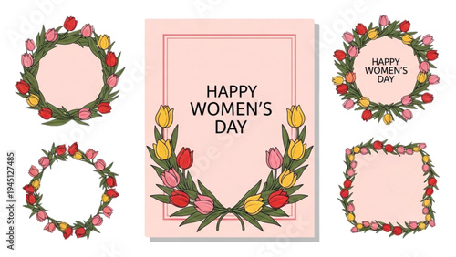 Women's Day celebration with floral illustrations and greetings