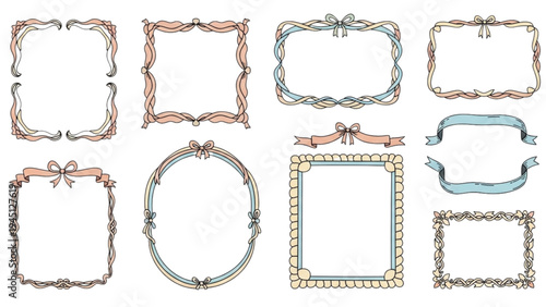 Various decorative frames arranged on a plain surface for design