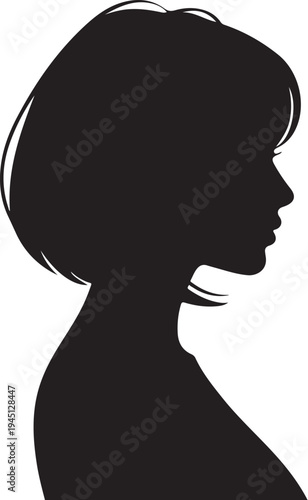 Black silhouette of a woman with short hair profile