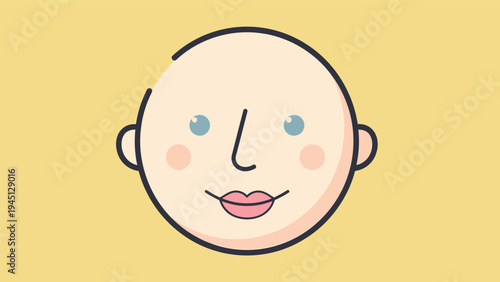 Cartoon Character Face with Happy Expression.