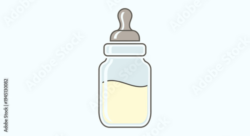 Baby Bottle with Milk Illustration.