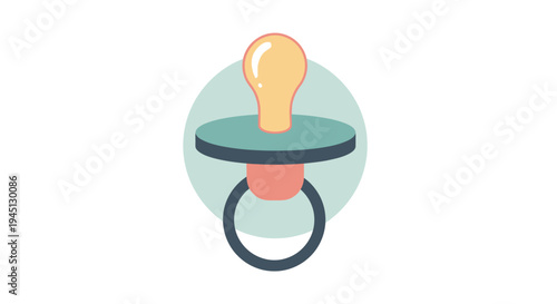 Baby Pacifier Soother Iconic Cartoon Style.