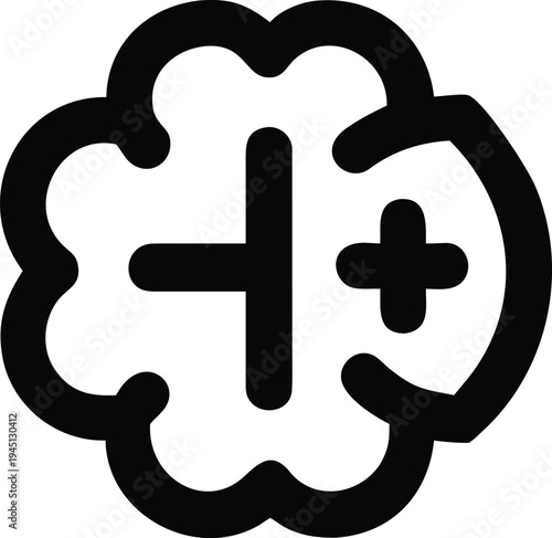 Brain Cloud with Plus Symbol Icon vector illustration