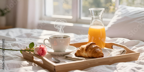 breakfast with coffee and croissant