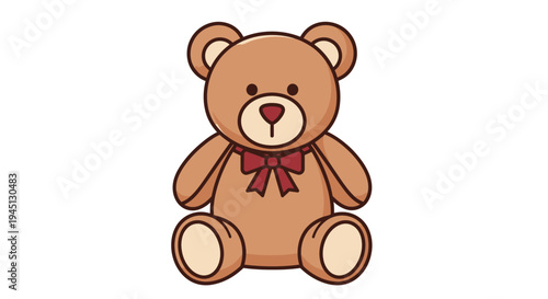 Cute Cartoon Teddy Bear Sitting Alone.