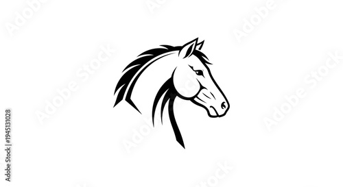 Majestic Horse Head Logo Design Black and White Vector Illustration