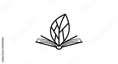 Minimalist Book and Leaf Logo for Education, Nature, and Sustainable Learning