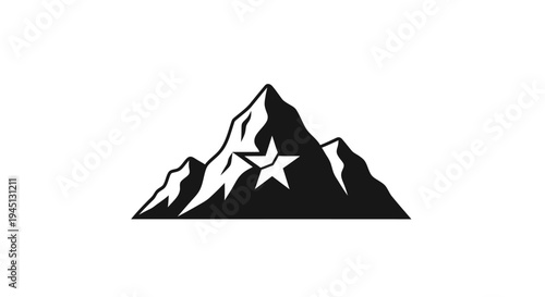 Mountain Peak with Star Logo Icon - Adventure and Success Symbol
