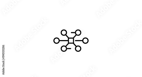 Network Connection Hub Icon for Digital Technology and Data Systems
