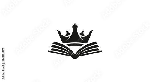 Royal Book Logo Icon - Crown and Open Book Symbol for Knowledge and Authority