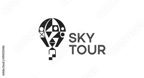 Sky Tour hot air balloon logo design for travel and adventure company