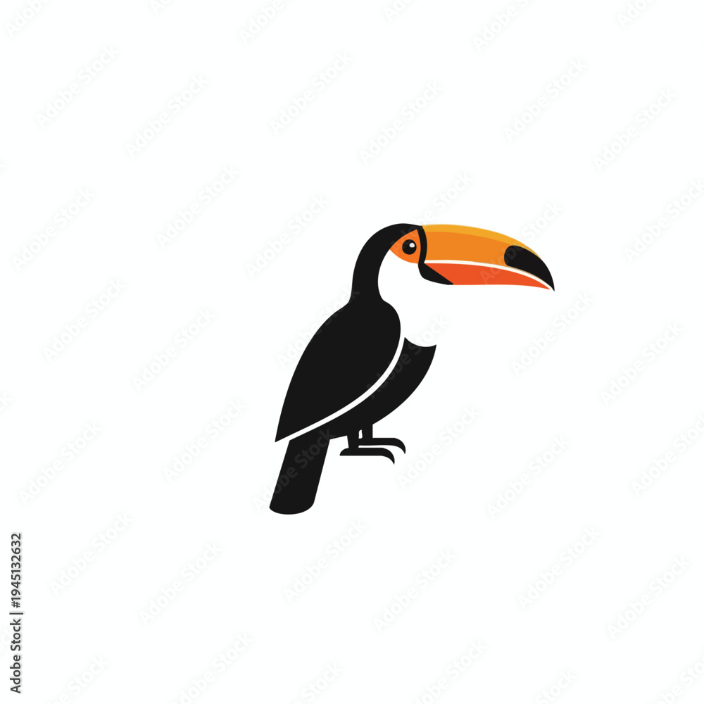 Naklejka premium Stylized toucan with a large, colorful beak on a white background