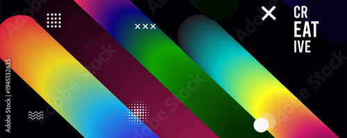 Colorful abstract geometric design with diagonal stripes and modern graphic elements