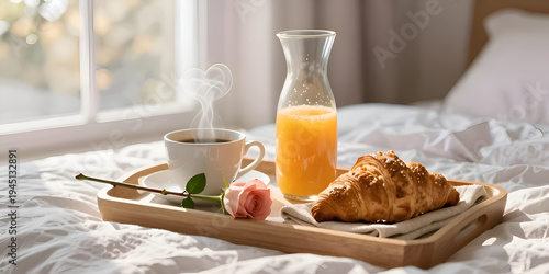 breakfast with croissant and juice