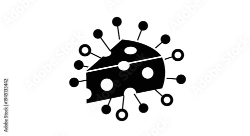 Cheese Network Icon Representing Data Connection and Food Technology
