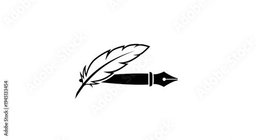 Classic Feather Quill Pen Icon for Writing and Literature