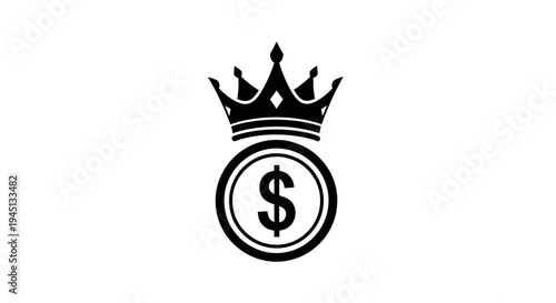 Crowned Dollar Coin Symbolizing Financial Royalty and Wealth