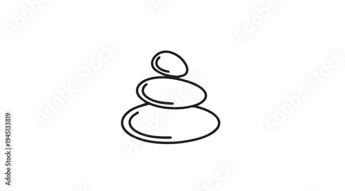 Balanced Stack of Smooth Stones for Spa and Wellness Concept Line Art