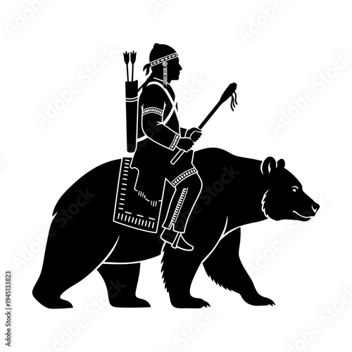 Vector illustration of a warrior with a sword riding an Indian elephant
