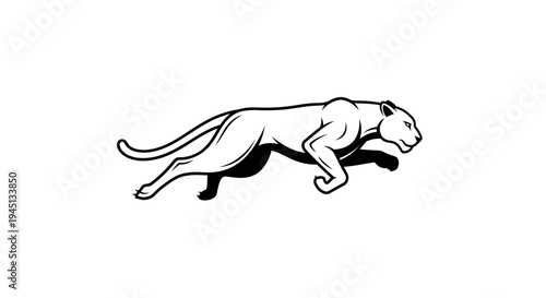 Dynamic Leaping Panther Illustration Black White Vector Design