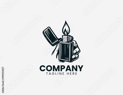 The black metal lighter with a flame shows a bold urban street culture style classic