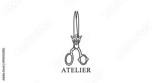 Elegant Crowned Scissors Atelier Logo Design