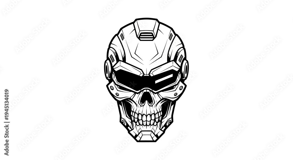 custom made wallpaper toronto digitalFuturistic Skull Helmet Cyberpunk Sci-Fi Robot Mask Vector Illustration
