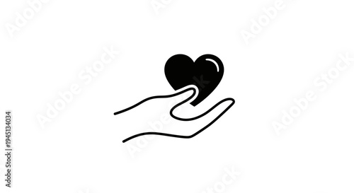 Hand Holding Heart Icon Symbolizing Love, Care, and Charity