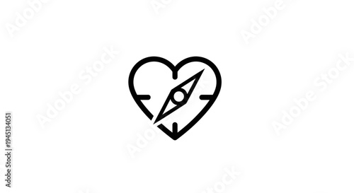 Heart and Compass Icon Symbolizing Love, Direction, and Inner Guidance